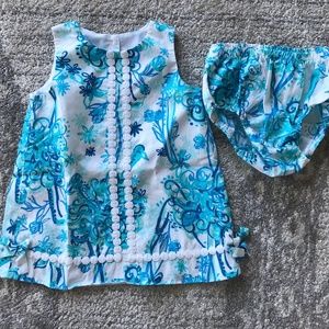 Lilly Pulitzer Blue Baby Dress + Bloomers 18-24M